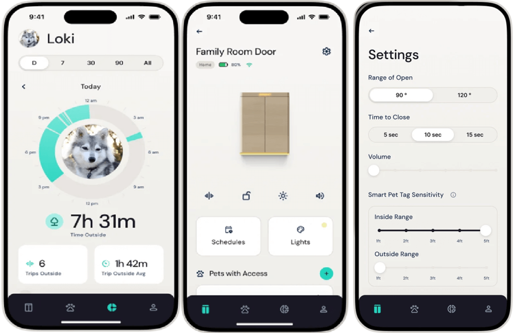 Phone app controls pawport smart pet door