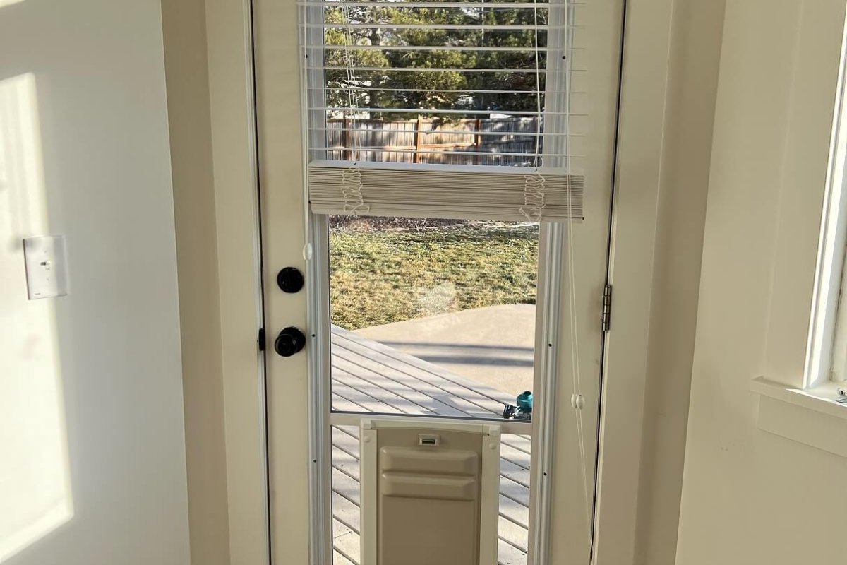 Full glass with pet door
